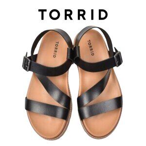 TORRID Gladiator Style Black Buckle Strappy Sandal Women's Size 8 Resort Wear